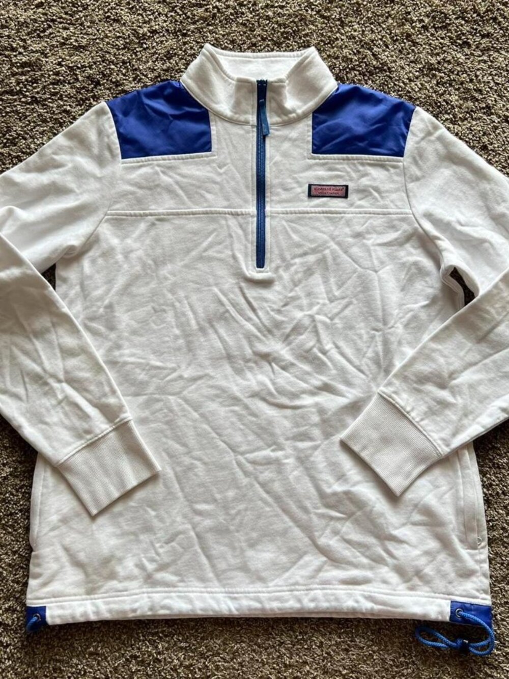 Vineyard Vines White and Blue 1/4 Zip Sweatshirt